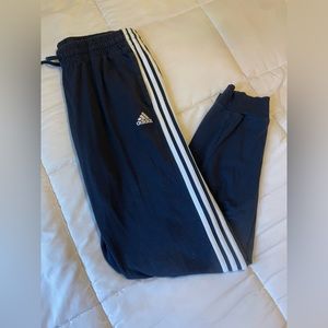 Adidas soft cotton joggers navy blue white stripes